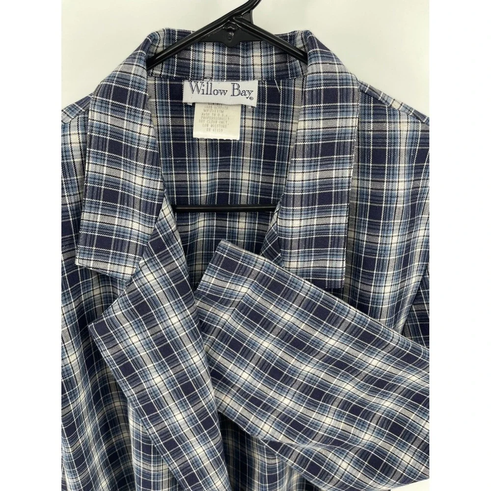 Willow Bay Plaid Blazer Mens Medium Blue Excellent Checkered Single Button Coat